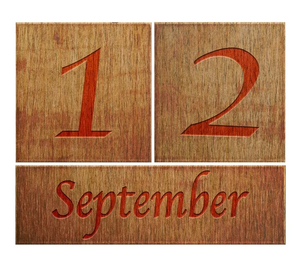 Calendario de madera 12 de septiembre . — Foto de Stock