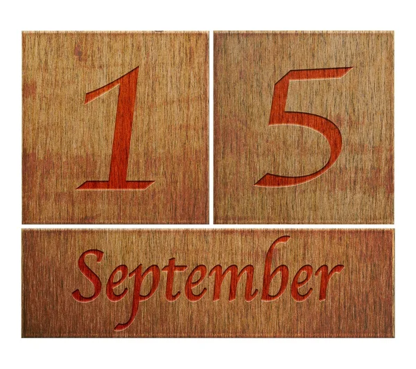 Trä kalender 15 september. — Stockfoto