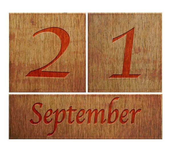 Drewniane kalendarz 21 września. — Zdjęcie stockowe