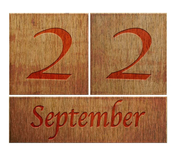 Drewniane kalendarz 22 września. — Zdjęcie stockowe