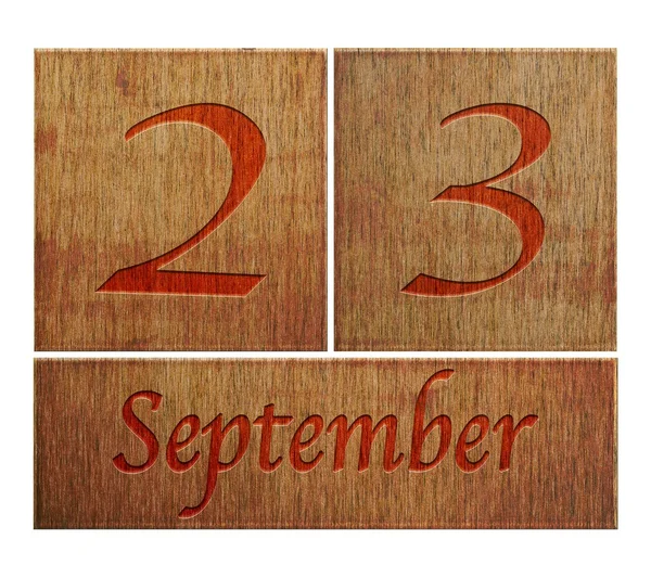 Деревянный календарь 23 сентября . — стоковое фото