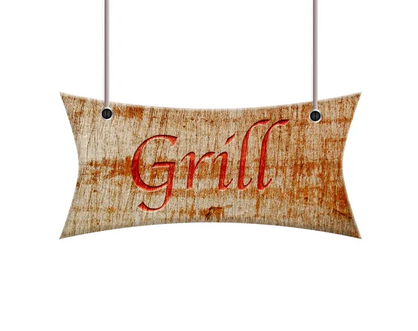 Wooden sign of grill. — Stock Photo, Image