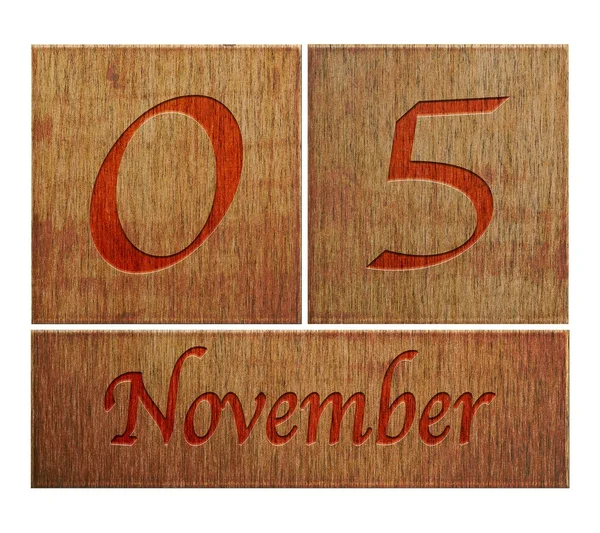 Wooden calendar November 5. — Stock Photo, Image