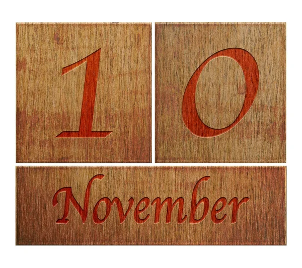 Wooden calendar November 10. — Stock Photo, Image