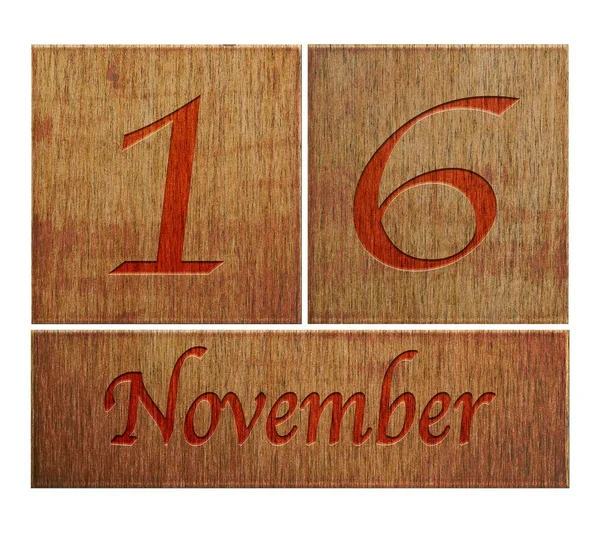 Trä kalender 16 november. — Stockfoto