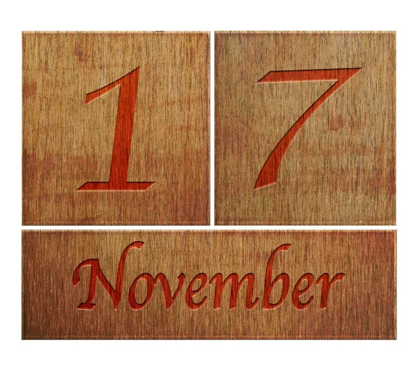 Wooden calendar November 17. — Stock Photo, Image