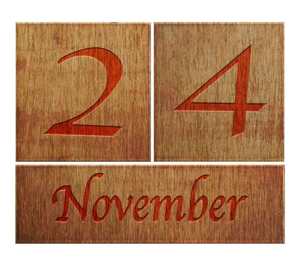 Wooden calendar November 24. — Stock Photo, Image