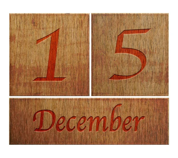 Wooden calendar December 15. — Stock Photo, Image