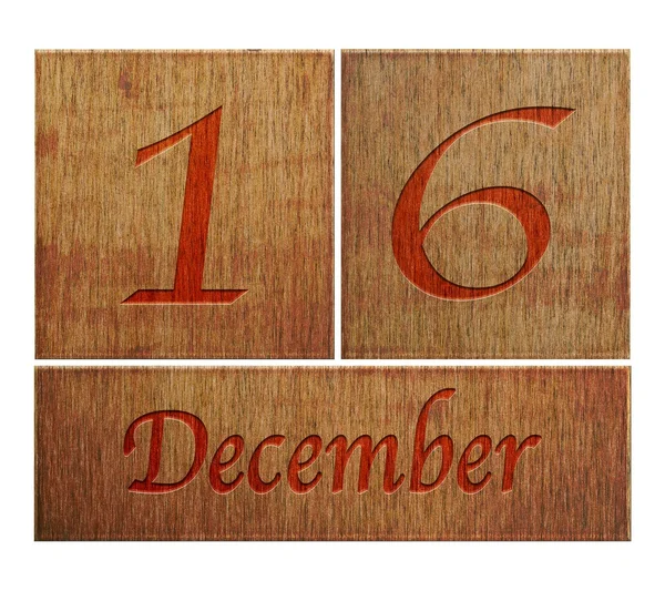 Wooden calendar December 16. — Stock Photo, Image
