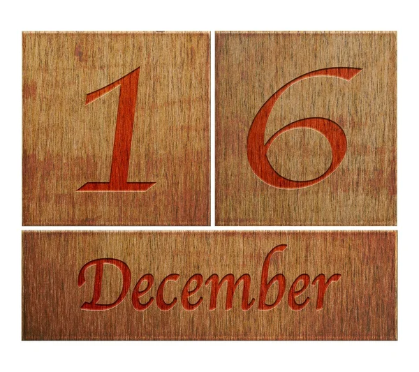 Calendario in legno 16 dicembre . — Foto Stock