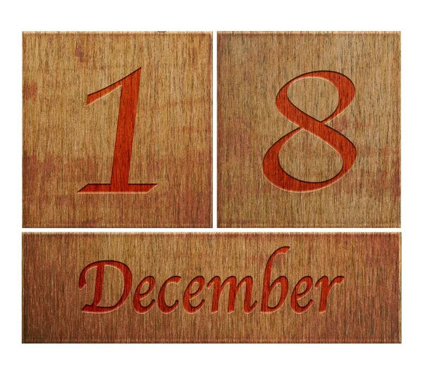 Calendario de madera 18 de diciembre . —  Fotos de Stock