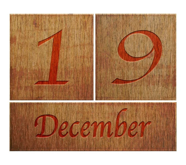 Calendario de madera 19 de diciembre . —  Fotos de Stock