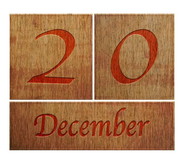 Wooden calendar December 20. — Stock Photo, Image