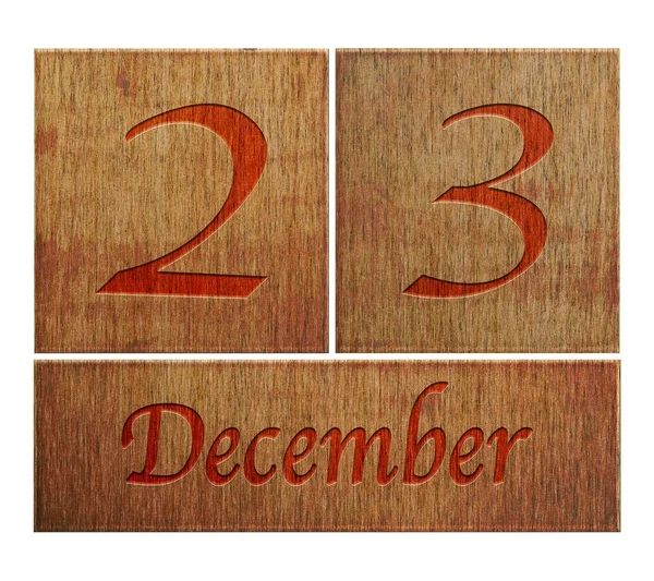 Wooden calendar December 23. — Stock Photo, Image