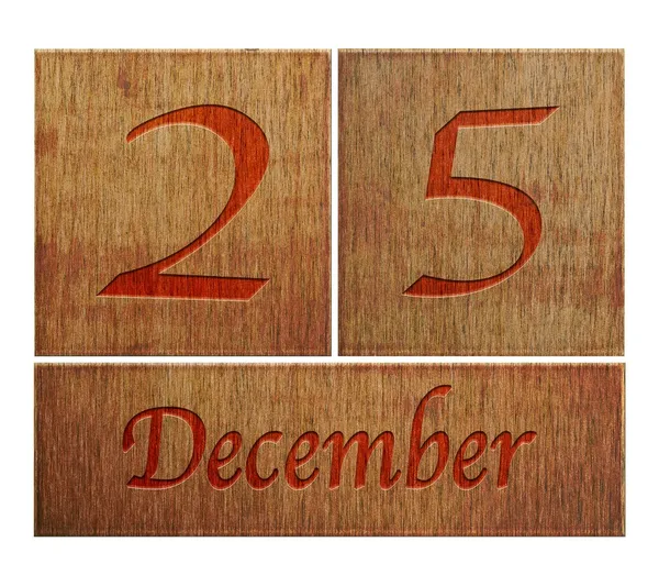 Wooden calendar December 25. — Stock Photo, Image