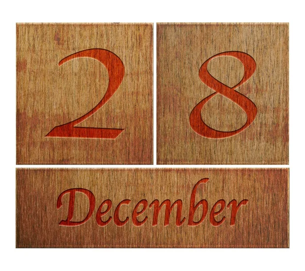 Calendario de madera 28 de diciembre . —  Fotos de Stock