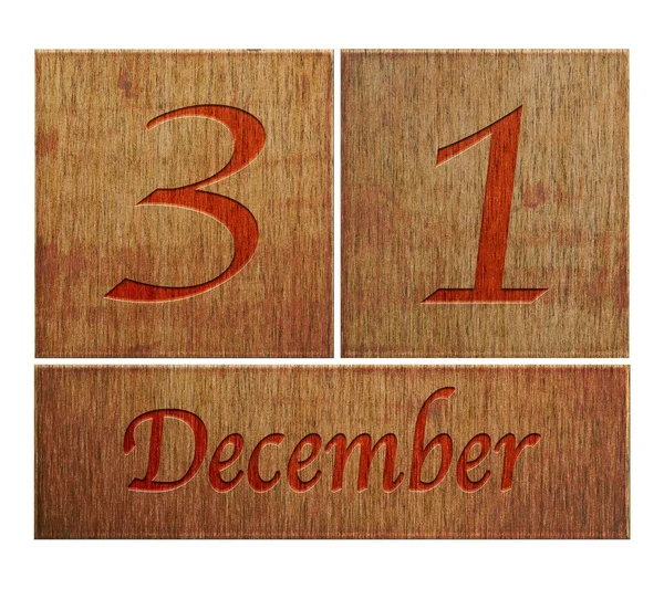 Calendario de madera 31 de diciembre . —  Fotos de Stock