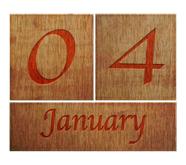 Calendario in legno 4 gennaio . — Foto Stock