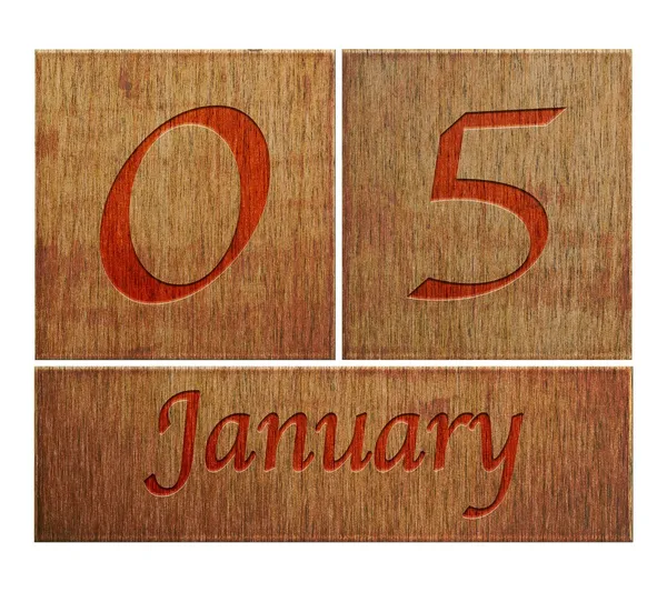 Calendario in legno 5 gennaio . — Foto Stock