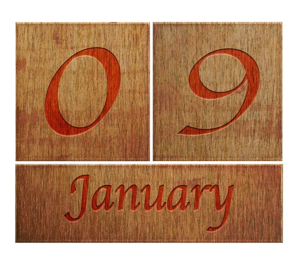 Calendario de madera 9 de enero . —  Fotos de Stock