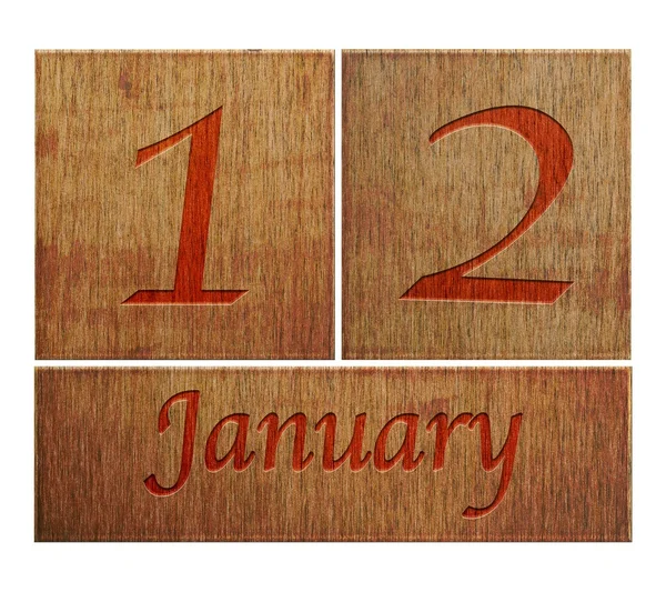 Calendario de madera 12 de enero . — Foto de Stock