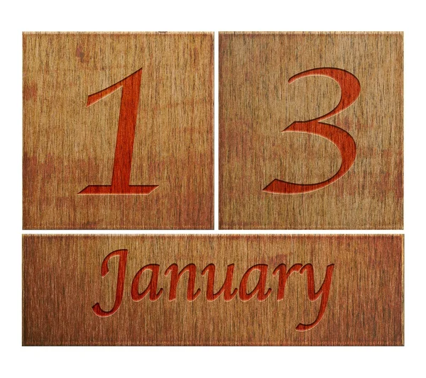 Calendario in legno 13 gennaio . — Foto Stock