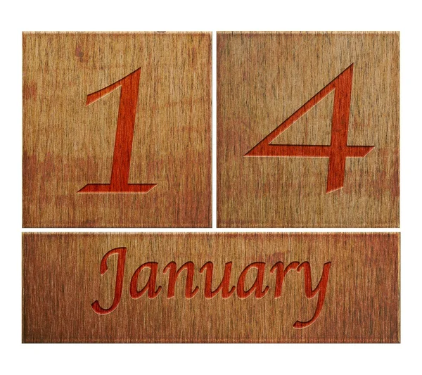 Holzkalender 14. Januar. — Stockfoto