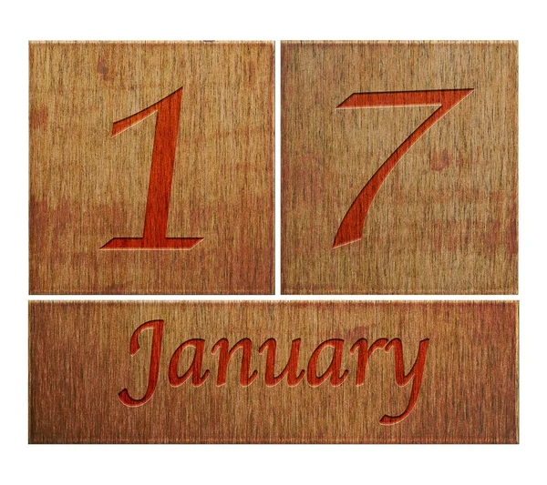 Calendario in legno 17 gennaio . — Foto Stock