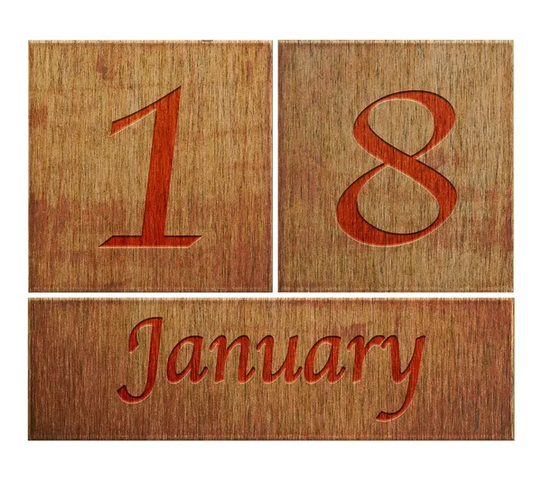 Calendario in legno 18 gennaio . — Foto Stock