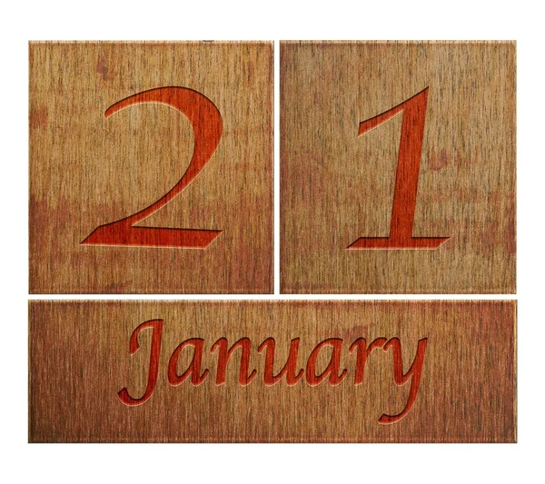 Calendario in legno 21 gennaio . — Foto Stock