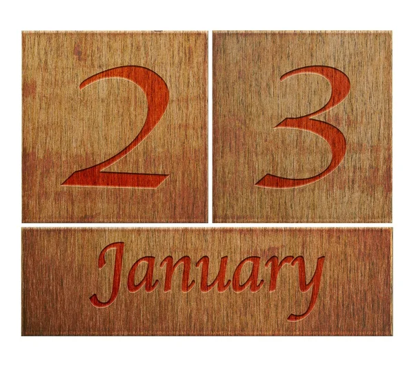 Calendário de madeira 23 de janeiro . — Fotografia de Stock