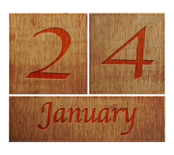 Calendario in legno 24 gennaio . — Foto Stock