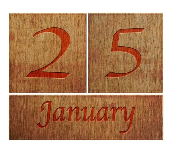 Wooden calendar January 25. — Stock Photo, Image