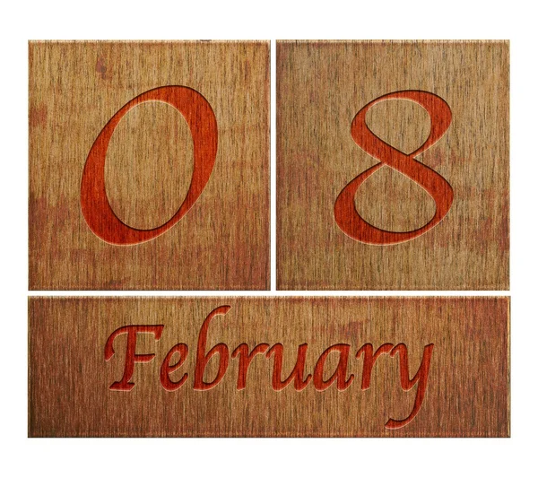 Calendario de madera 8 de febrero . —  Fotos de Stock