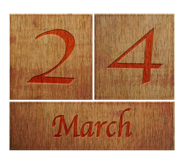 Calendario in legno 24 marzo . — Foto Stock