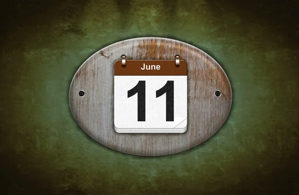 Vecchio calendario in legno con 11 giugno . — Foto Stock