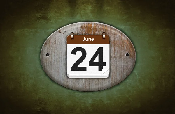 Gammel træ kalender med 24 juni . - Stock-foto
