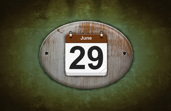 Vecchio calendario in legno con 29 giugno . — Foto Stock