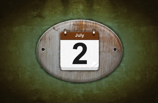 Old wooden calendar with July 2. — Stock Photo, Image