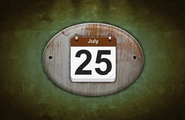 Ancien calendrier en bois avec 25 juillet . — Photo