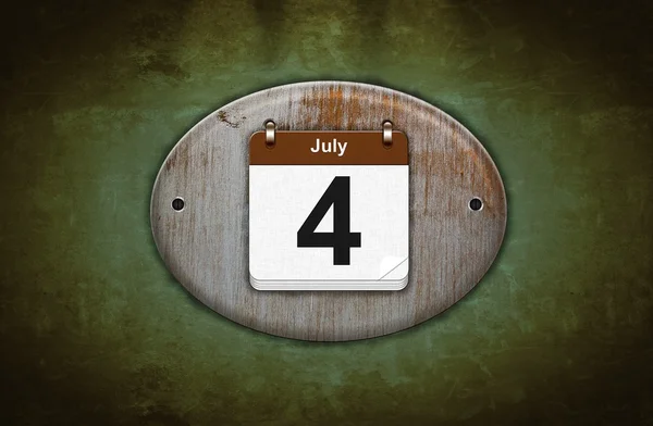 7 月 4 日古い木造カレンダー. — ストック写真