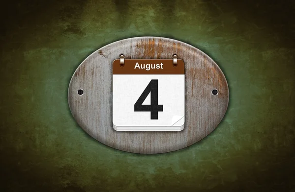 Old wooden calendar with August 4. — Stock Photo, Image