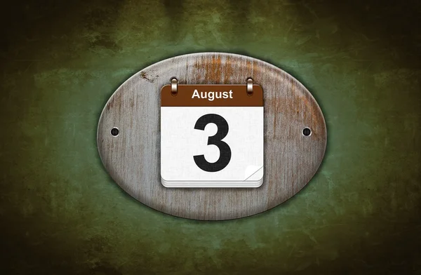 Old wooden calendar with August 3. — Stock Photo, Image