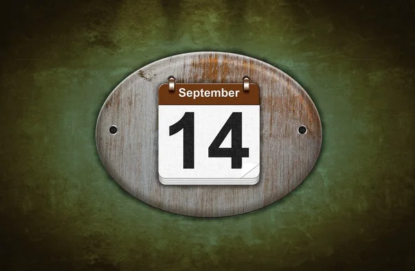 Ancien calendrier en bois avec 14 septembre . — Photo