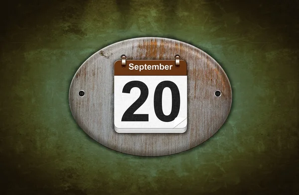 Antiguo calendario de madera con 20 de septiembre . —  Fotos de Stock