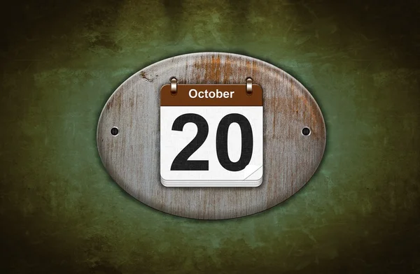 Vecchio calendario in legno con 20 ottobre . — Foto Stock