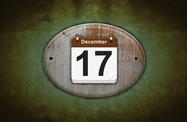 Vecchio calendario in legno con 17 dicembre . — Foto Stock