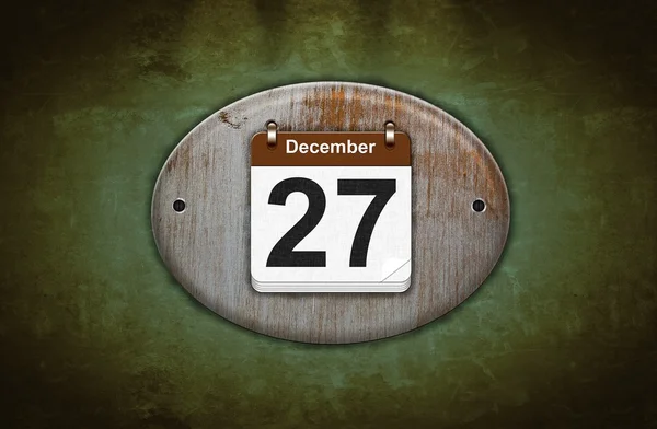 Vecchio calendario in legno con 27 dicembre . — Foto Stock