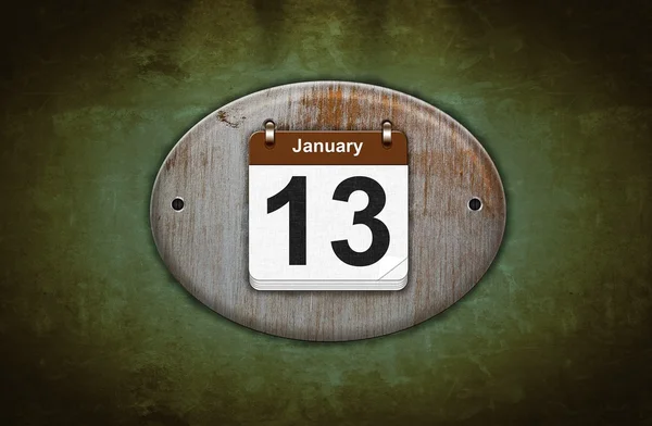 Old wooden calendar with January 13. — Stock Photo, Image