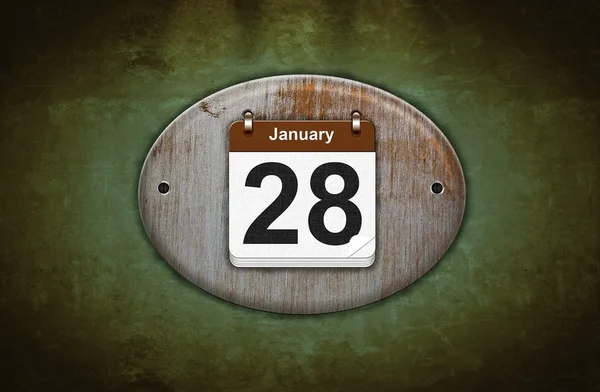 Antiguo calendario de madera con 28 de enero . —  Fotos de Stock
